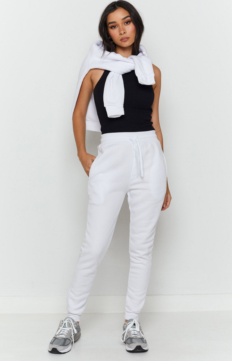 Sports Wear Track Pants White Beginning Boutique US