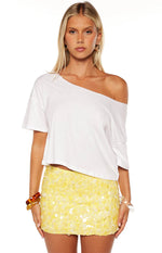 Spritz Yellow Sequin Party Mini Skirt