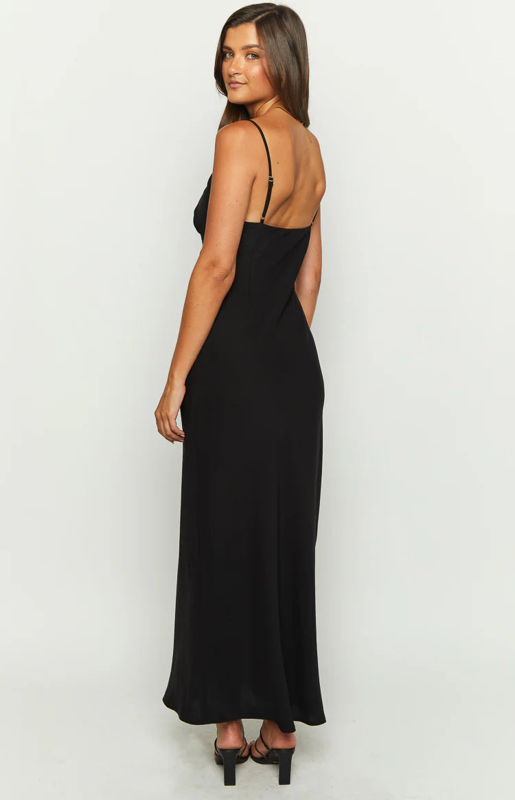 slim fit dress slacks Stacy Black Maxi Dress - US 18