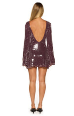 Steevy Purple Sequin Long Sleeve Mini Dress