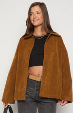Suki Tan Suede Oversized Jacket Image