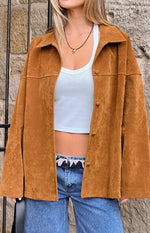 Suki Tan Suede Oversized Jacket Image