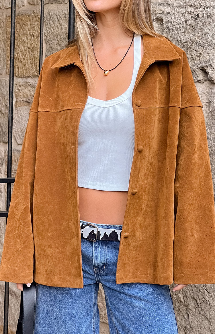 Suki Tan Suede Oversized Jacket Image