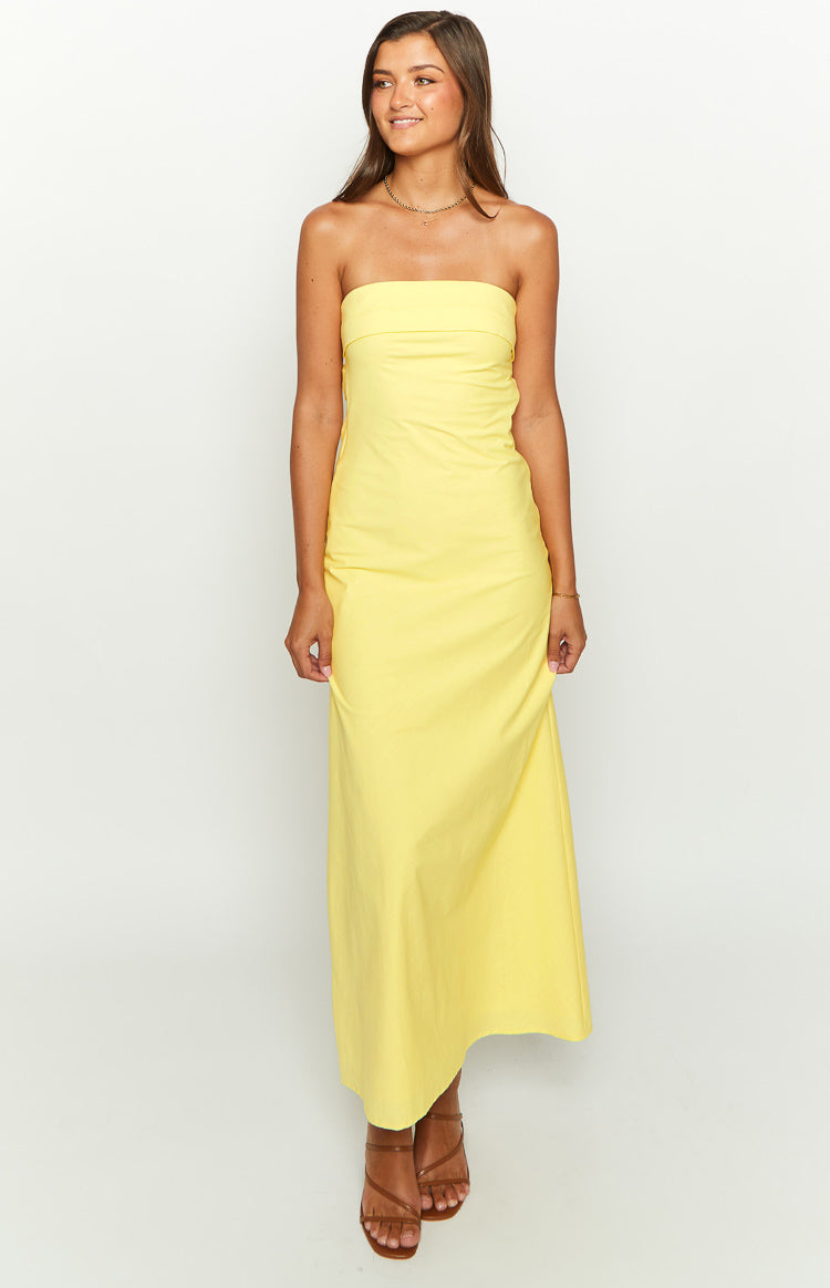 Summer Lemon Strapless Midi Dress Image