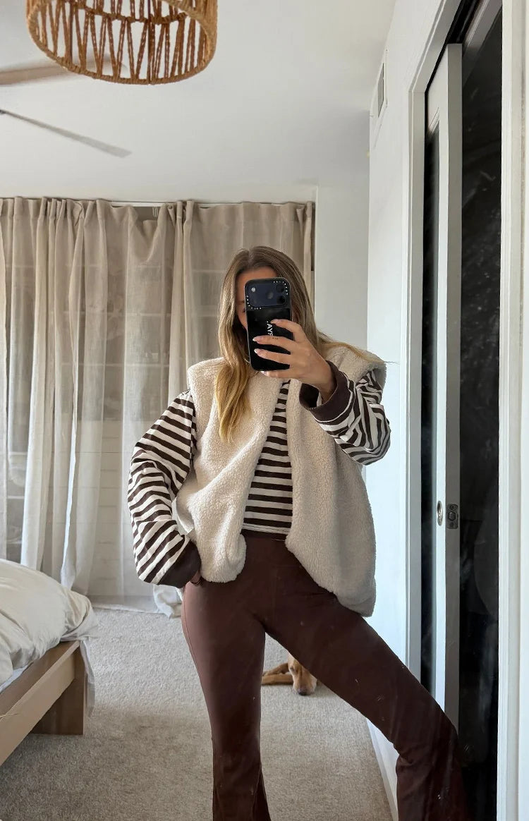 So Breezy Chocolate Stripe Long Sleeve Top