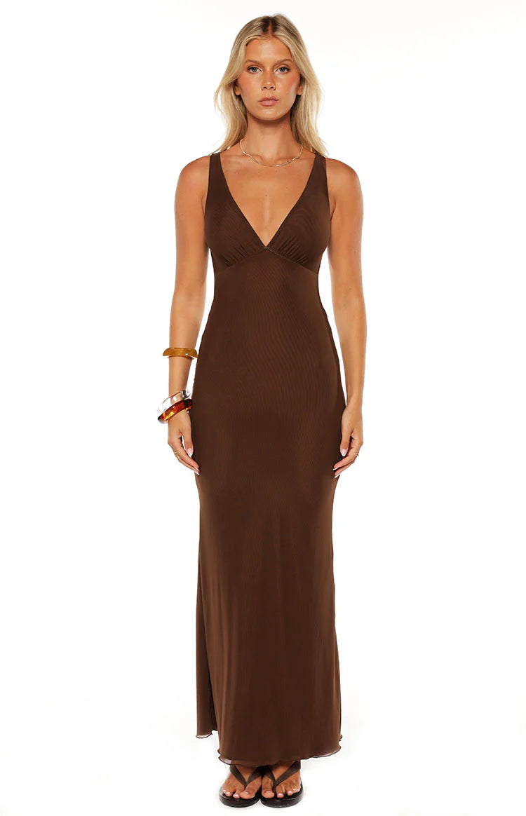 brown dress mesh Joceline Long Sleeve Sheer Mini Dress | Brown Shimmer | Womens main image 1