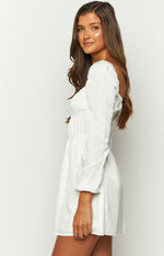 Sunnie White Long Sleeve Mini Dress - US 4 | Beginning Boutique Exclusive Sunnie White Long Sleeve Mini Dress - US 4 | Beginning Boutique Exclusive