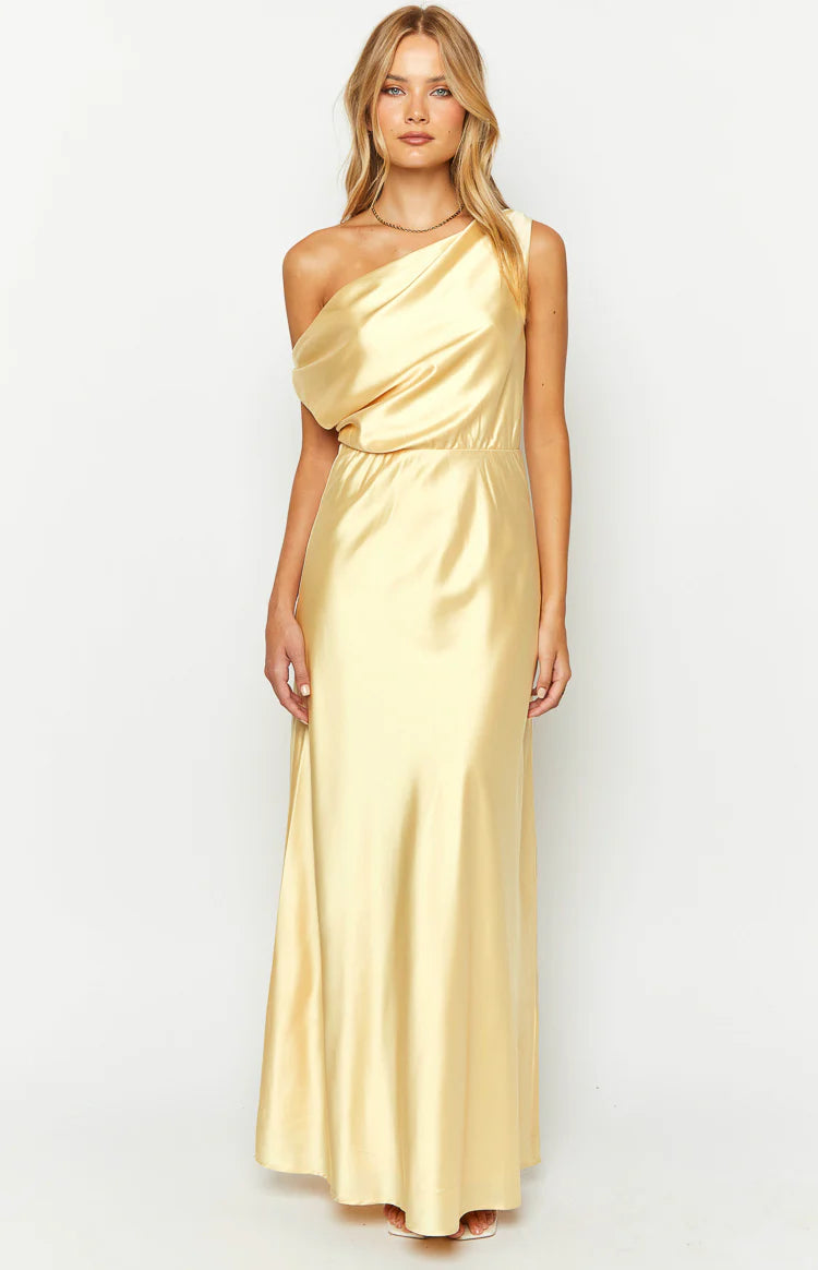Sunshine Elegance Yellow Formal Maxi Dress