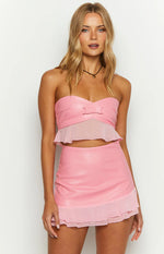 Sweetest Pink Strapless Crop Top