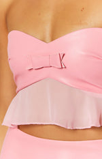 Sweetest Pink Strapless Crop Top