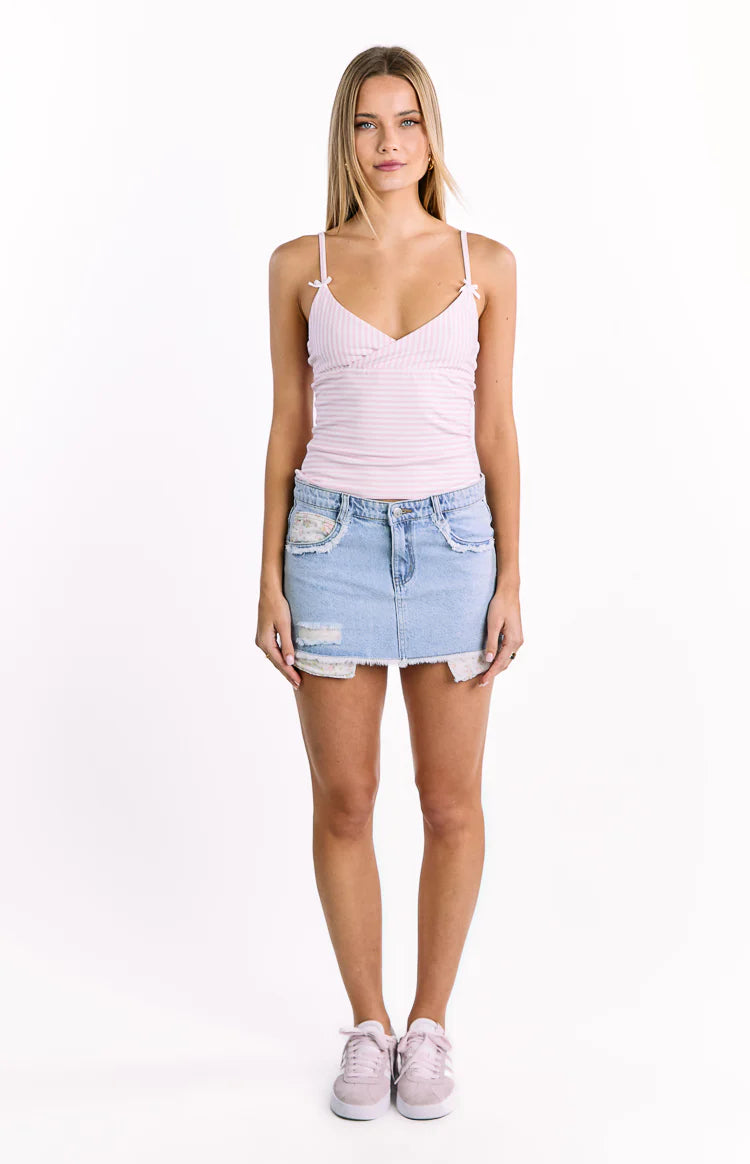 Sweetie White and Pink Stripe Top
