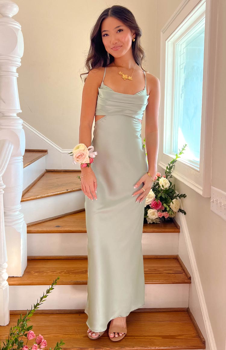 Taleah Cut Out Maxi Dress Sage | Beginning Boutique US 12 Taleah Cut Out Maxi Dress Sage | Beginning Boutique US 12
