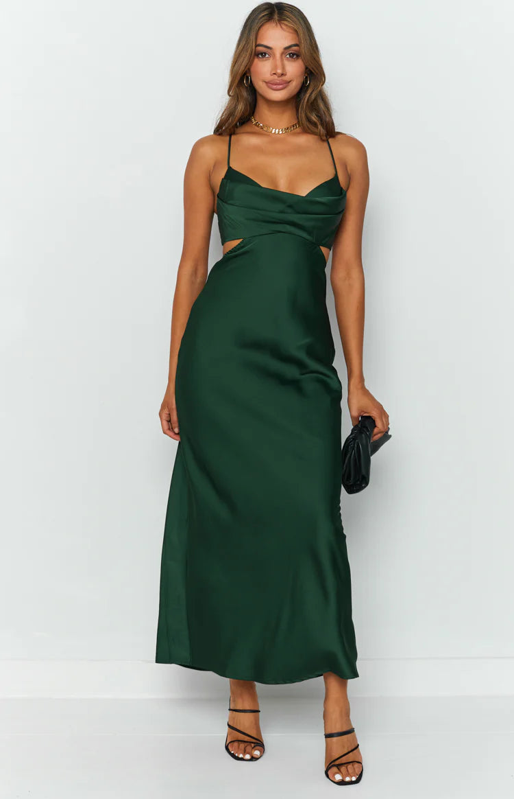 Taleah Cut Out Maxi Dress Green | Beginning Boutique US Taleah Cut Out Maxi Dress Green | Beginning Boutique US