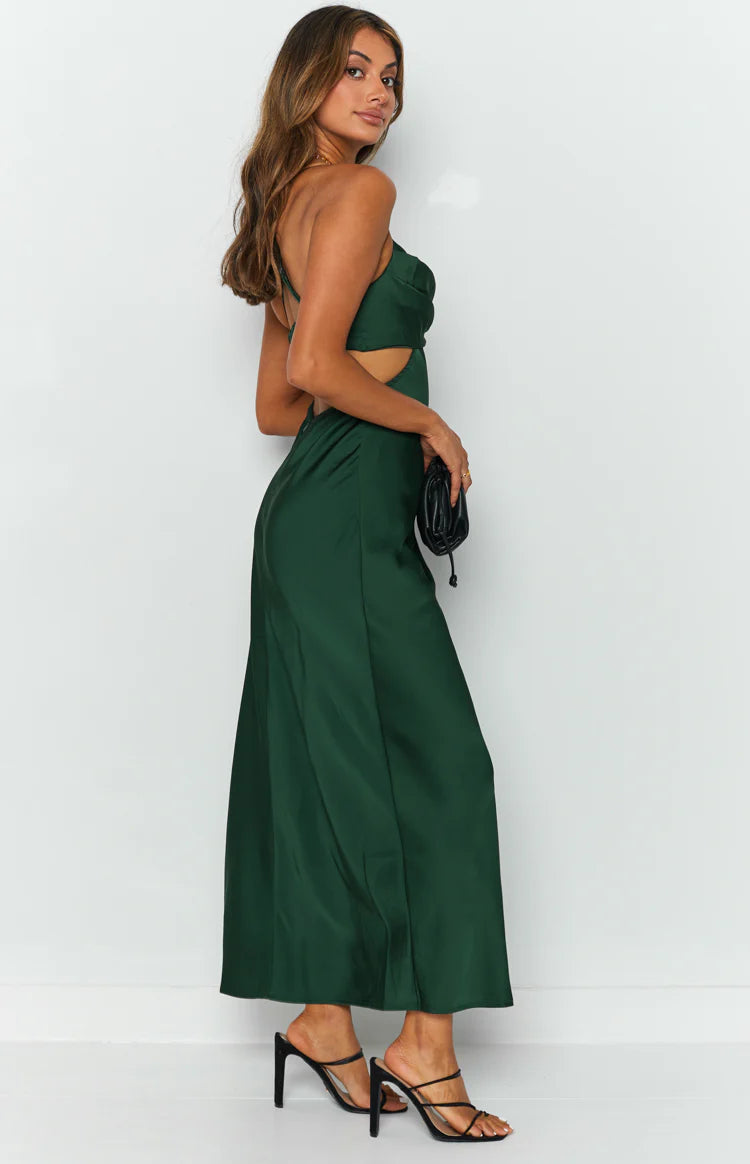 Taleah Cut Out Maxi Dress Green| Beginning Boutique US 6 Taleah Cut Out Maxi Dress Green| Beginning Boutique US 6