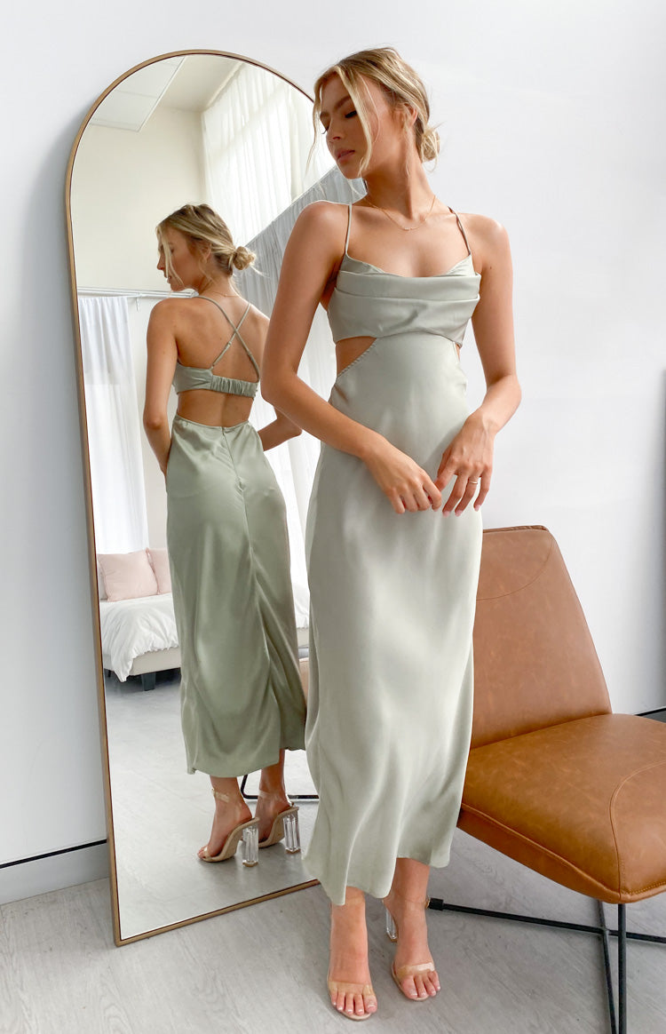Taleah Cut Out Maxi Dress Sage | Beginning Boutique US 12 Taleah Cut Out Maxi Dress Sage | Beginning Boutique US 12