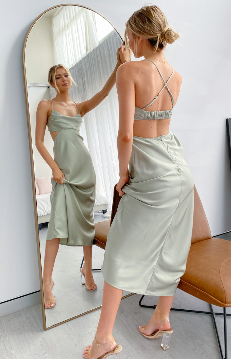 Taleah Cut Out Maxi Dress Sage | Beginning Boutique US Taleah Cut Out Maxi Dress Sage | Beginning Boutique US