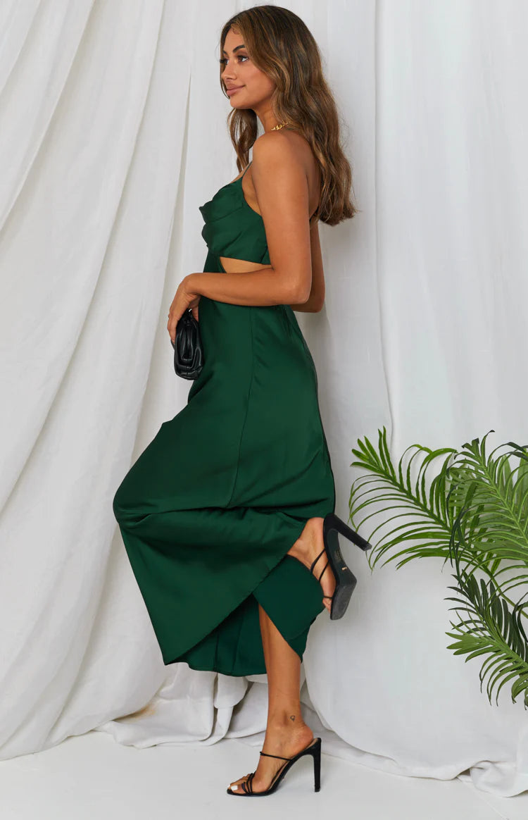 Taleah Cut Out Maxi Dress Green| Beginning Boutique US 6 Taleah Cut Out Maxi Dress Green| Beginning Boutique US 6