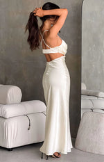 white christmas dresses Taleah Cream Cut Out Maxi Dress
