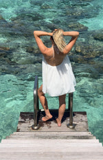 Talei White Halter Puff Mini Dress Image