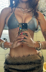 Talk That Talk Grey Sparkle Eyelet Bikini Top