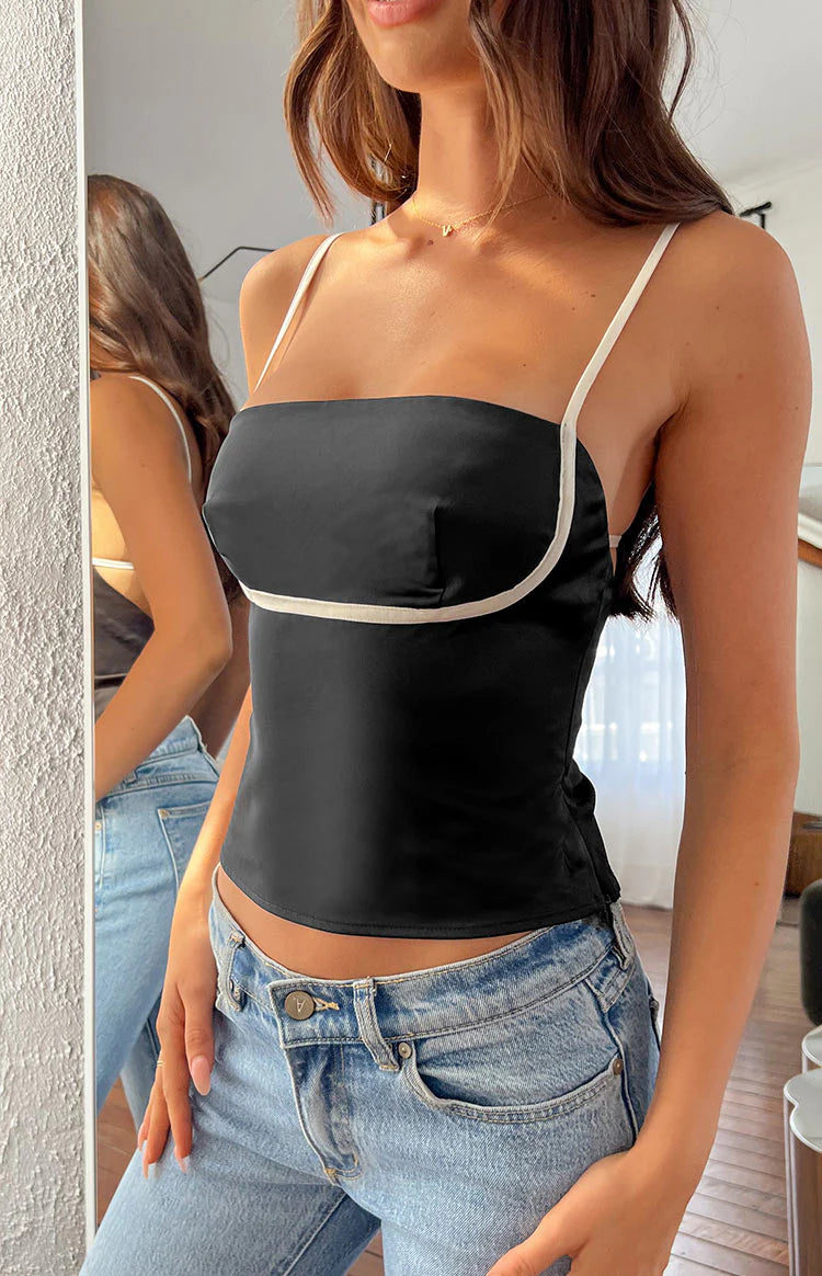 Tamra Black Low Back Top | Beginning Boutique US