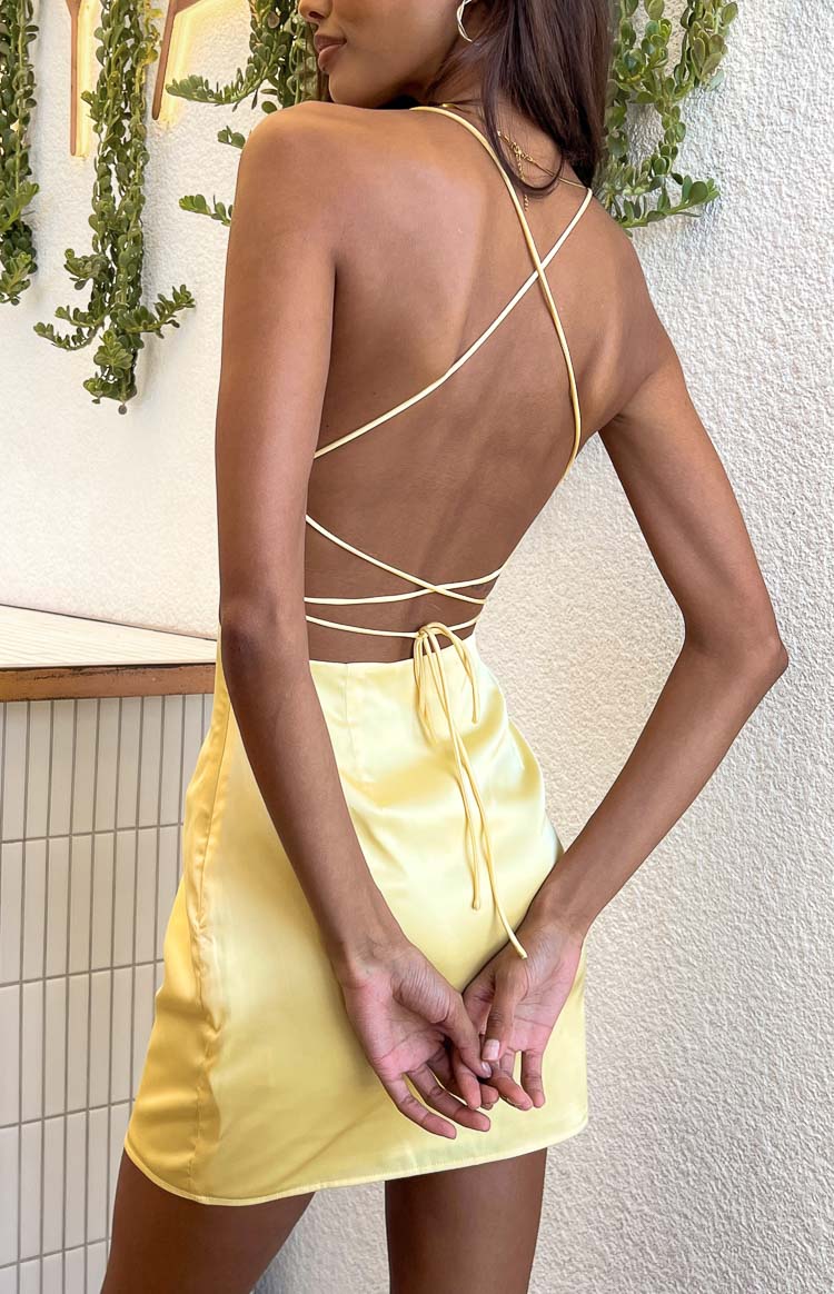 Tao Yellow Lace Up Mini Dress Image