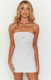 Tasnia White Mini Knit Strapless Dress Image