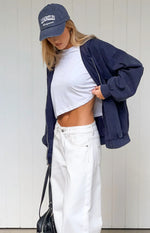 Tate Washed Navy Oversized Hooded Jacket