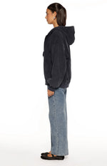 Tate Washed Navy Oversized Hooded Jacket