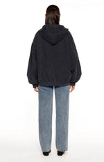 Tate Washed Navy Oversized Hooded Jacket