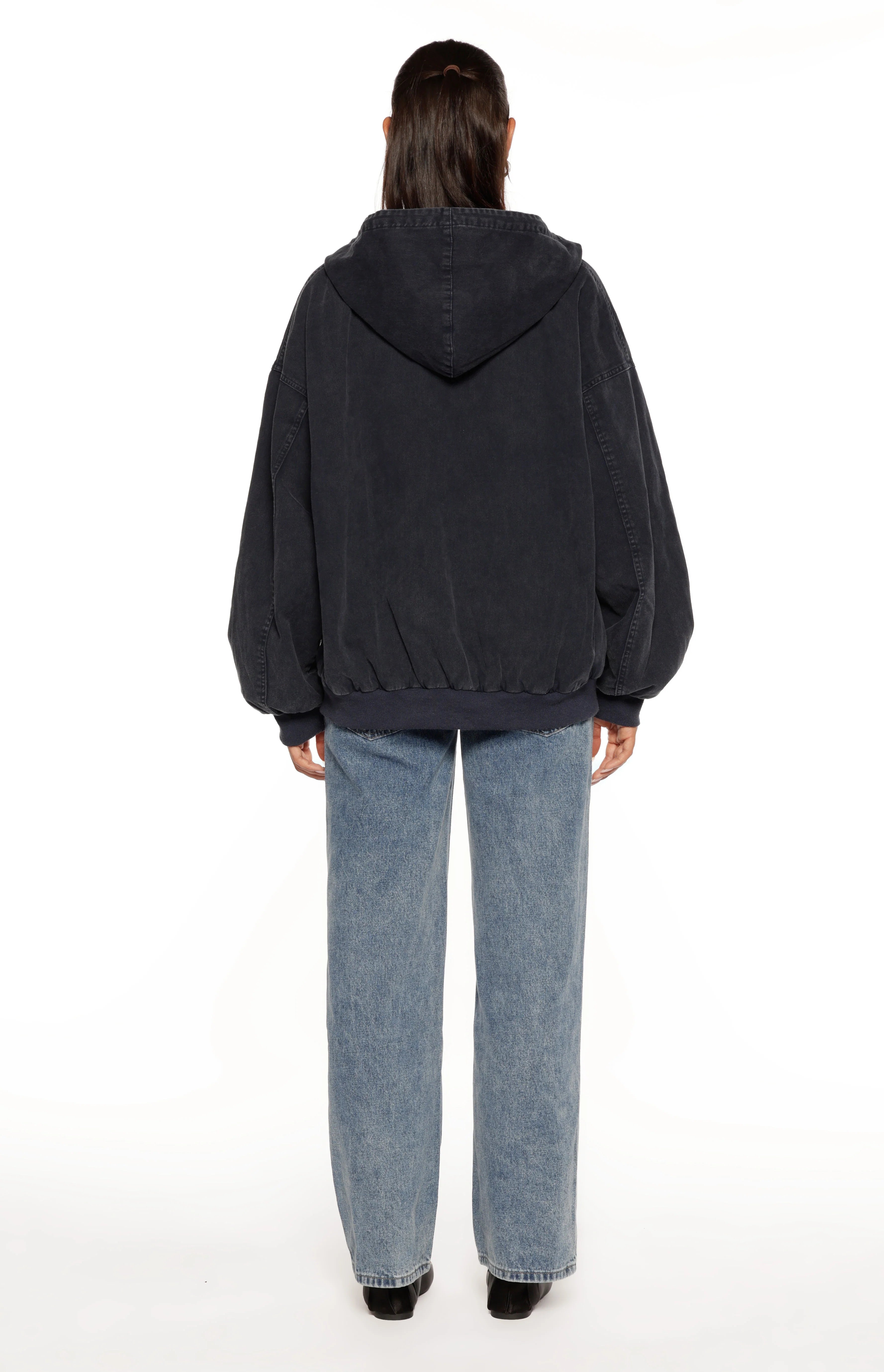Tate Washed Navy Oversized Hooded Jacket