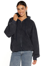 Tate Washed Navy Oversized Hooded Jacket