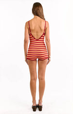 Tatum Orange Stripe Knit Playsuit Image