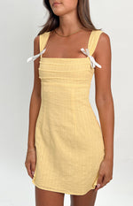 Taylor Yellow Tie Back Mini Dress Image