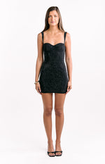 Tegan Black Rhinestone Party Mini Dress Image
