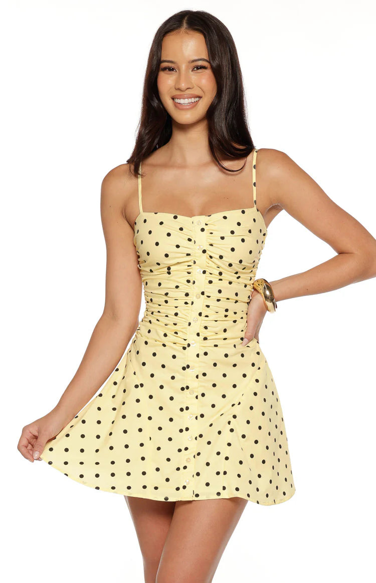 Teo Yellow Polka Dot Mini Dress Teo Yellow Polka Dot Mini Dress