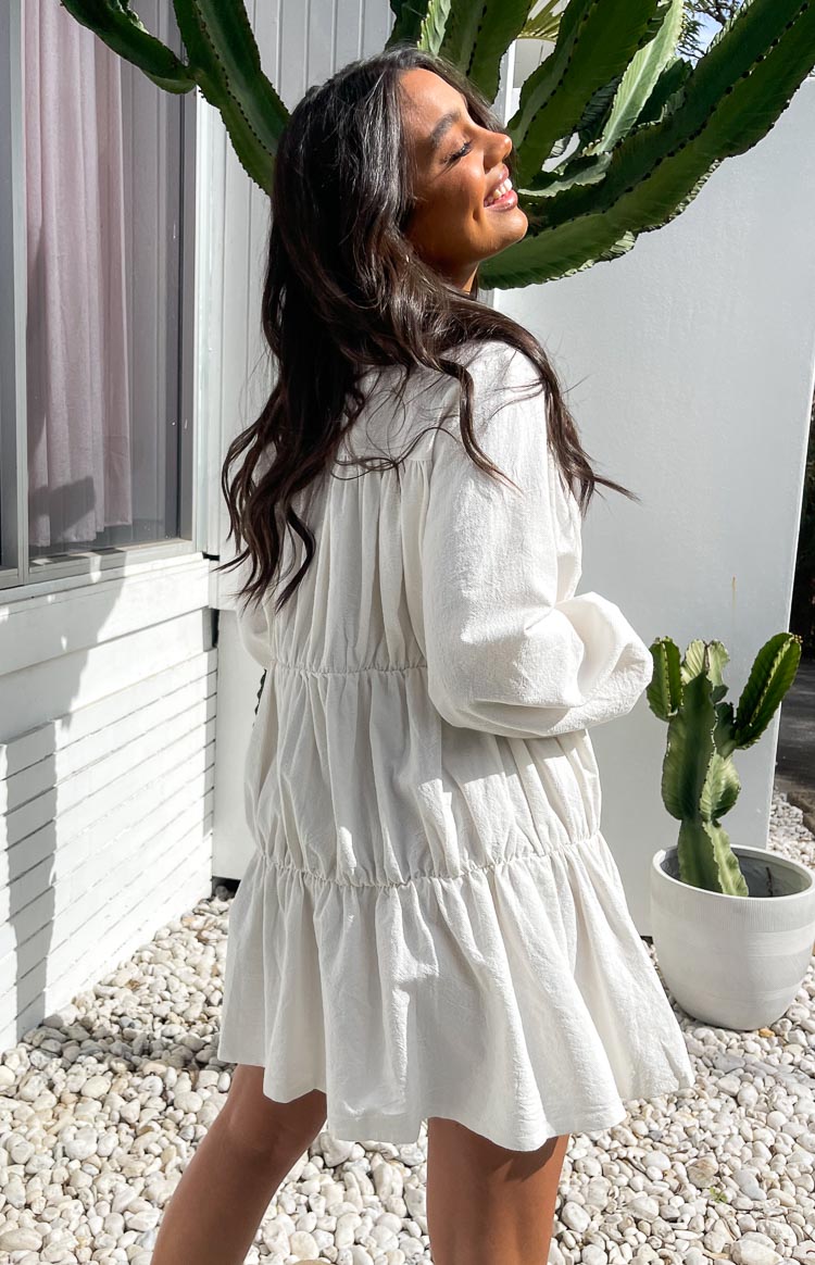 Theodossia Tiered Long Sleeve Dress White | Beginning Boutique US Theodossia Tiered Long Sleeve Dress White | Beginning Boutique US