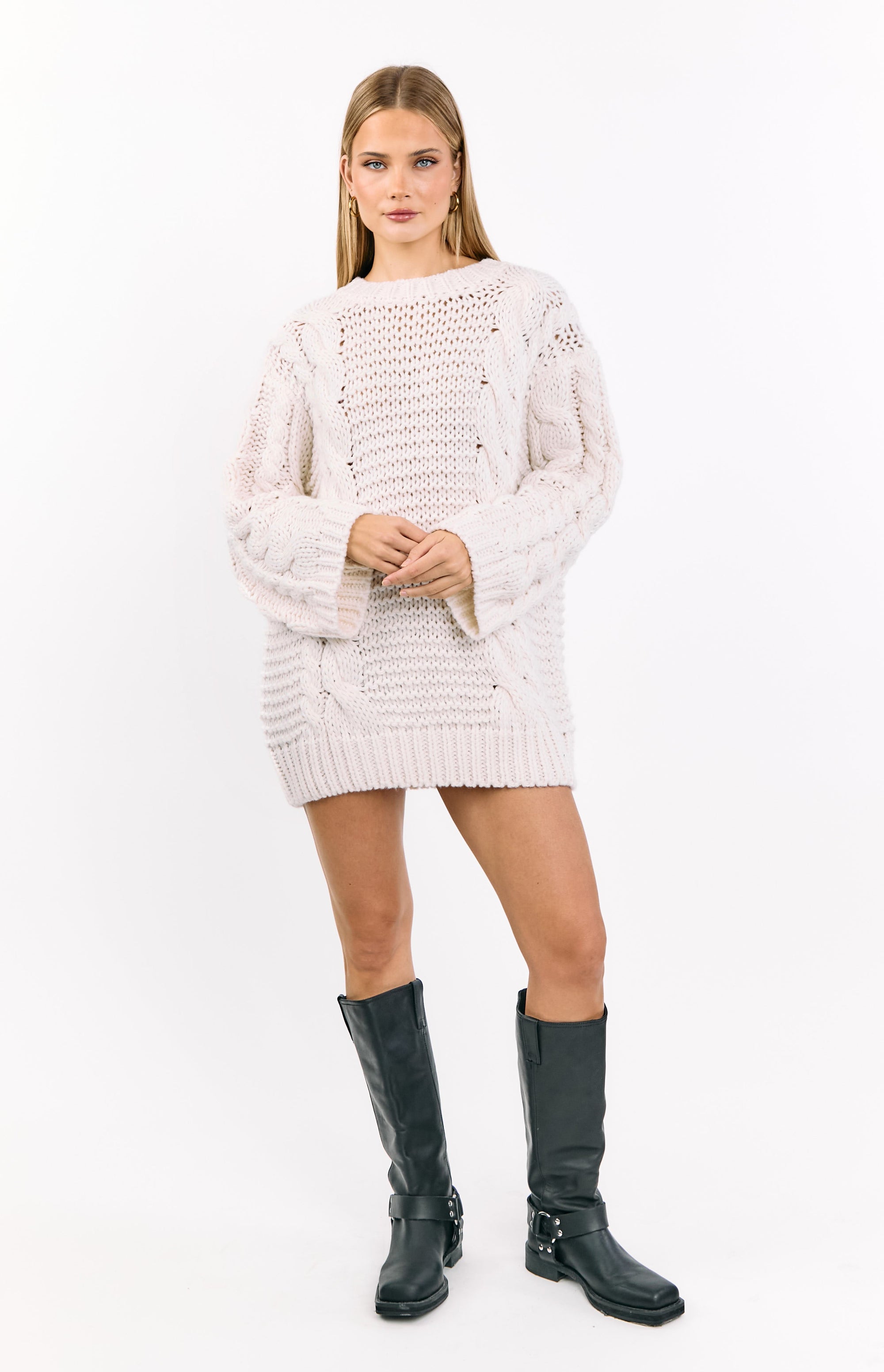 Thursdays Cream Cable Knit Sweater Dress Image