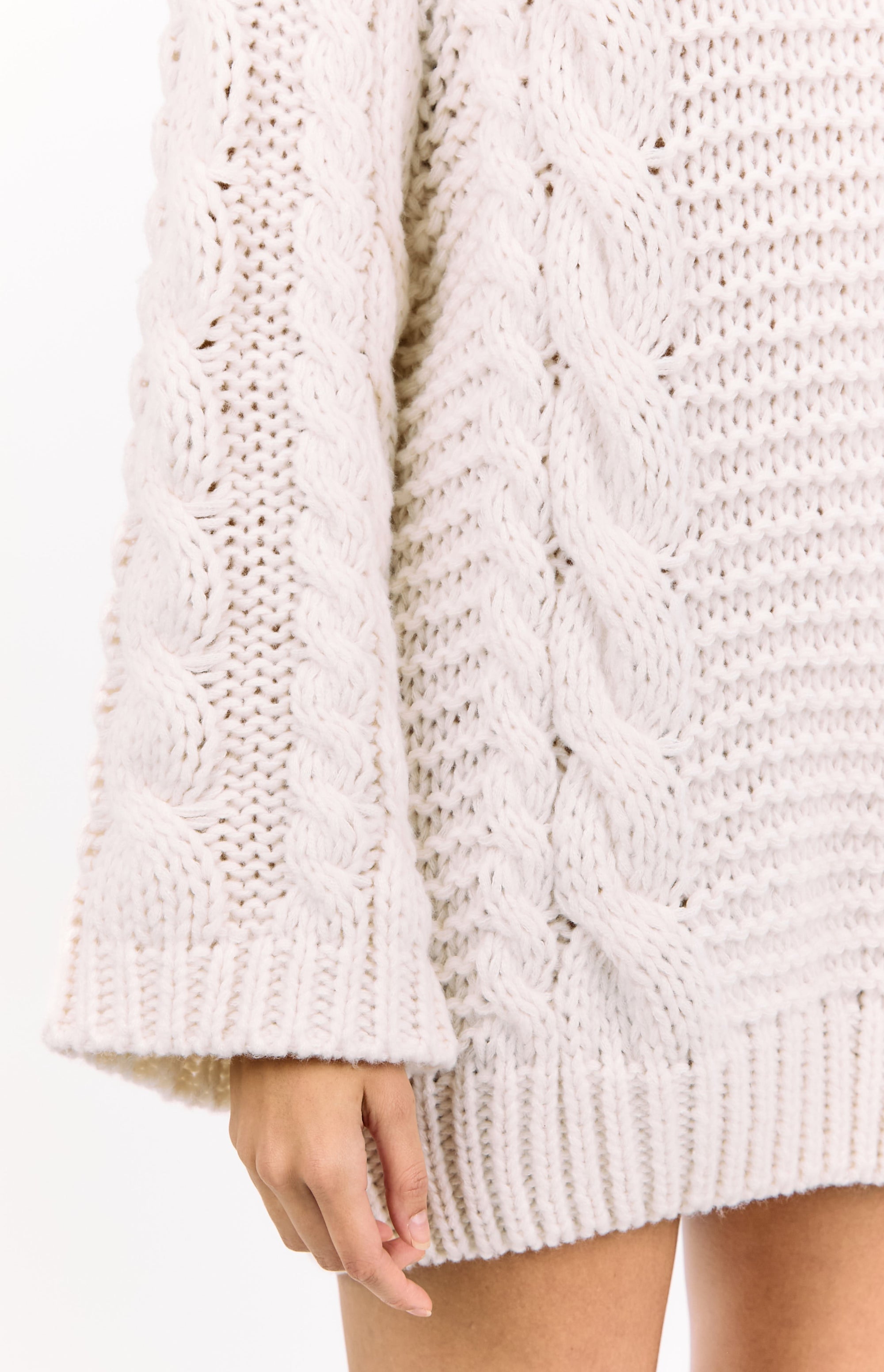 Thursdays Cream Cable Knit Sweater Dress Image
