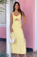 tiana yellow dress Tiana Yellow Lace Maxi Dress - US 0