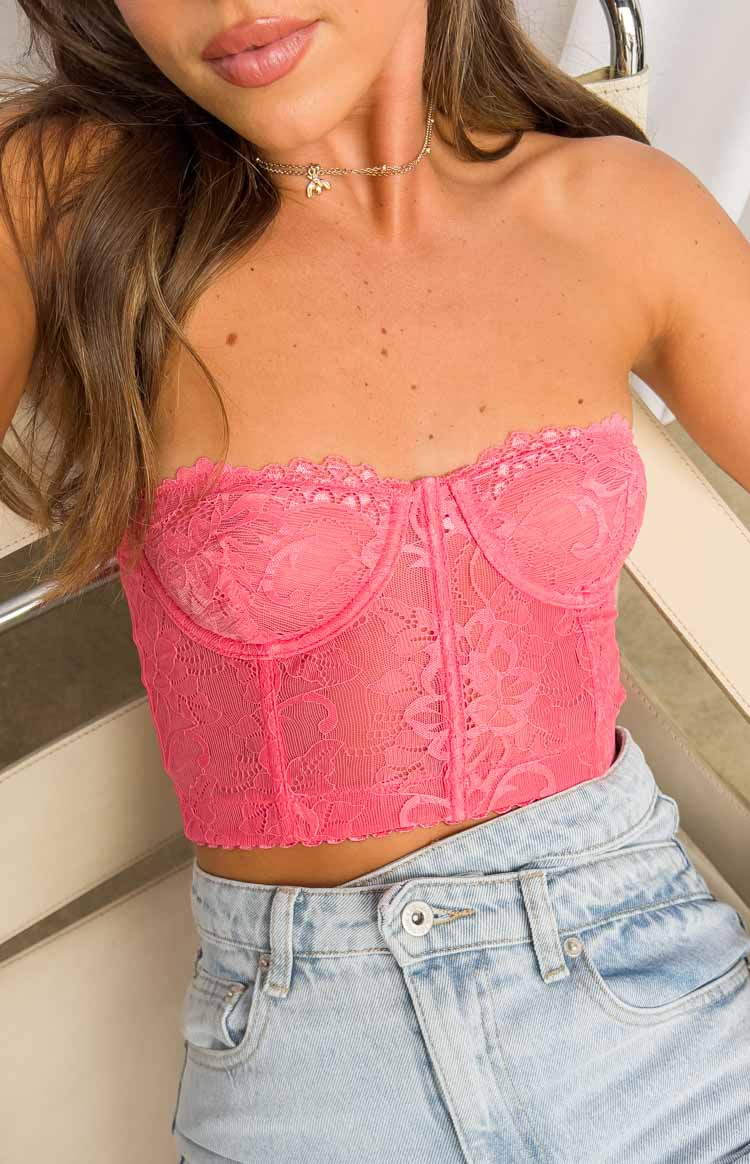 Stretch Cropped Corset Top Pink
