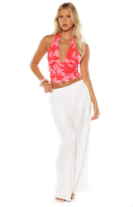 Tilley Red Floral Halter Neck Top Image