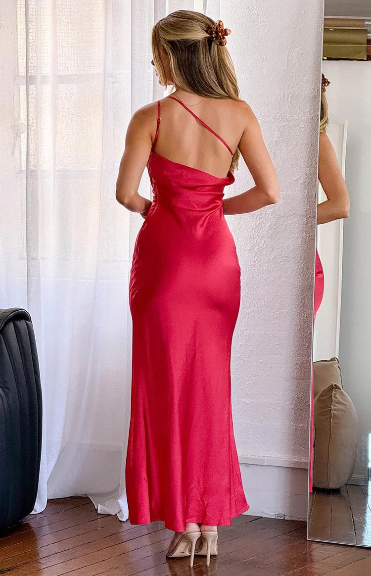 open lace back dress Tina Red Formal Maxi Dress - US 10