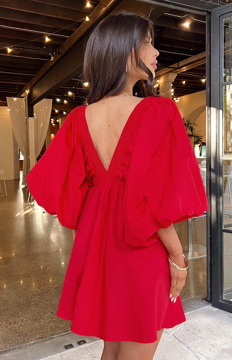 Torie Red Short Sleeve Mini Dress - US 2 | Beginning Boutique Exclusive Torie Red Short Sleeve Mini Dress - US 2 | Beginning Boutique Exclusive