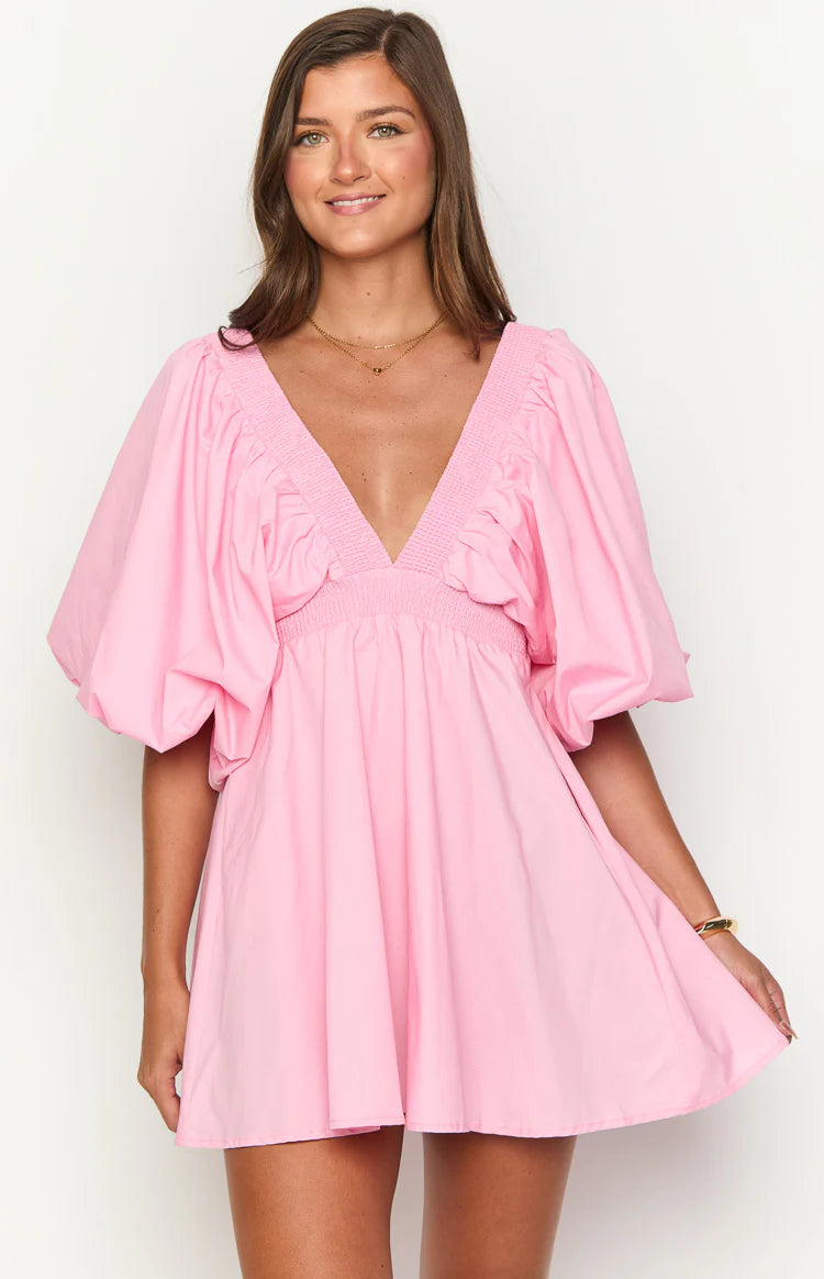 Torie Pink Short Sleeve Mini Dress - US 16