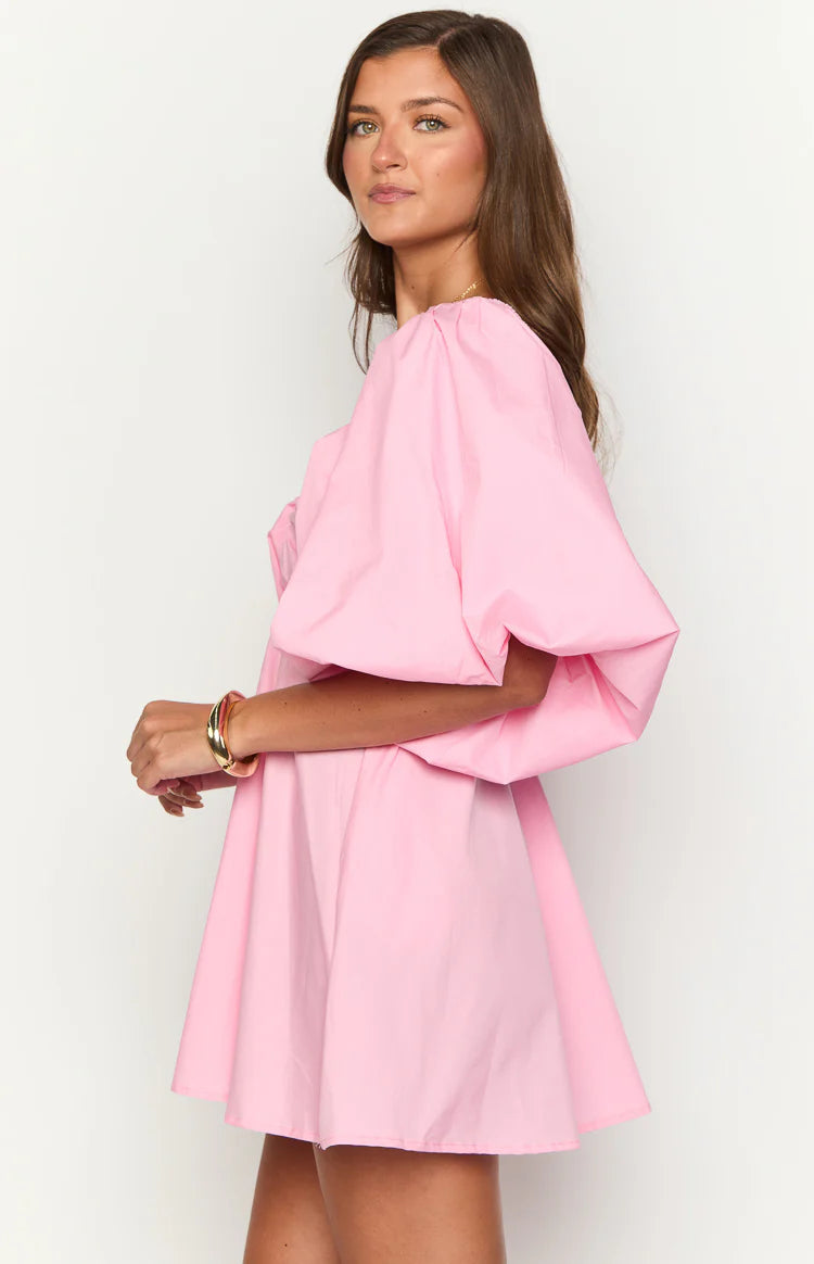 open lace back dress Torie Pink Short Sleeve Mini Dress