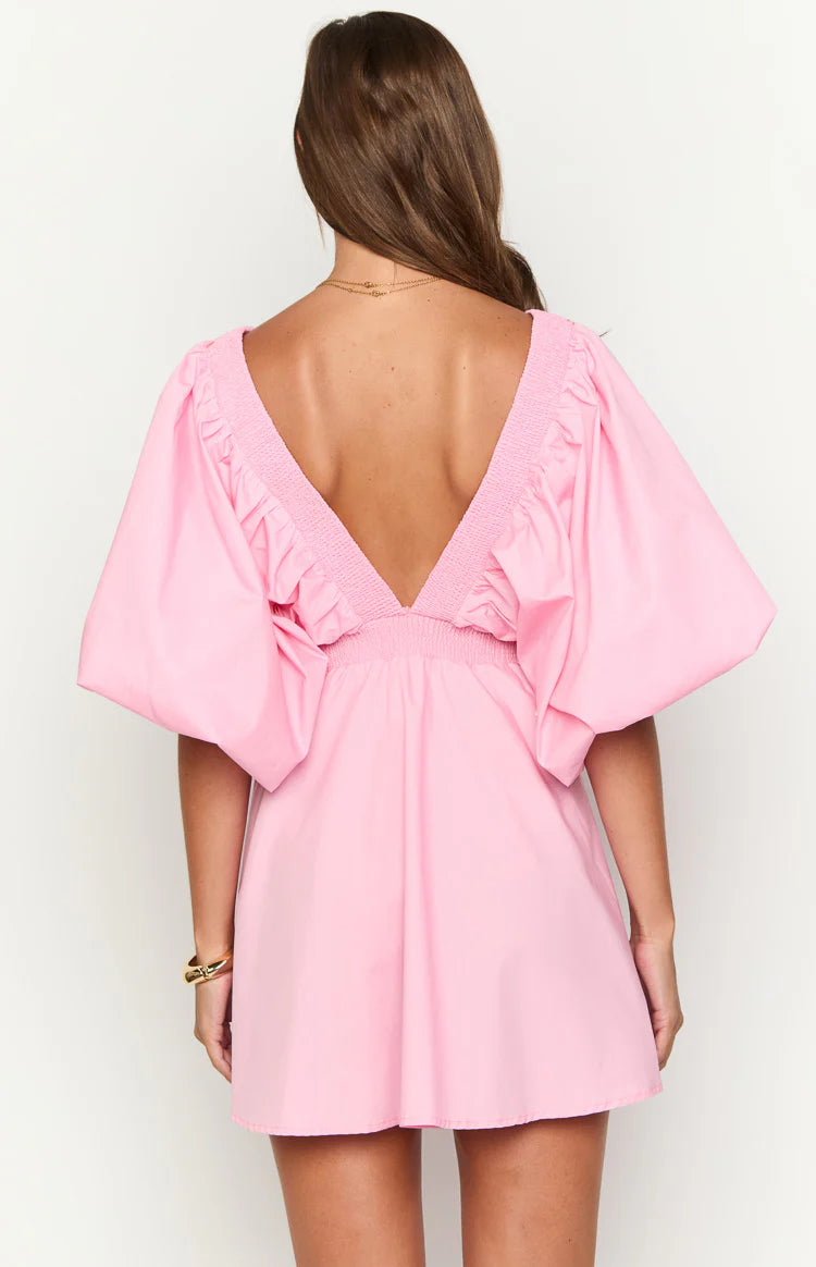 Torie Pink Short Sleeve Mini Dress - US 16 | Beginning Boutique exclusive Torie Pink Short Sleeve Mini Dress - US 16 | Beginning Boutique exclusive