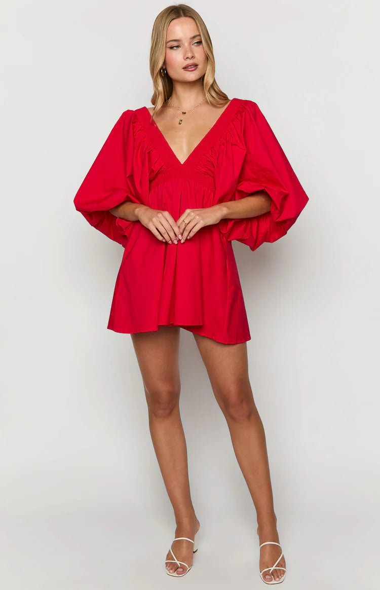 Torie Red Short Sleeve Mini Dress - US 2 | Beginning Boutique exclusive Torie Red Short Sleeve Mini Dress - US 2 | Beginning Boutique exclusive