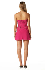 Tranquility Hot Pink Strapless Beaded Party Mini Dress