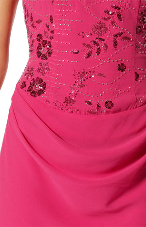 Tranquility Hot Pink Strapless Beaded Party Mini Dress